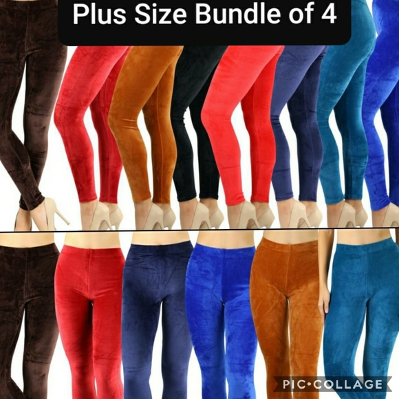New Mix Pants - Plus Size Crushed Velour Ankle Legging 4 Pack